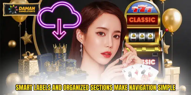 Smart labels and organized sections make navigation simple